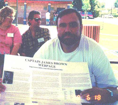 Randy with his Captain James Brown website printout - June 1999