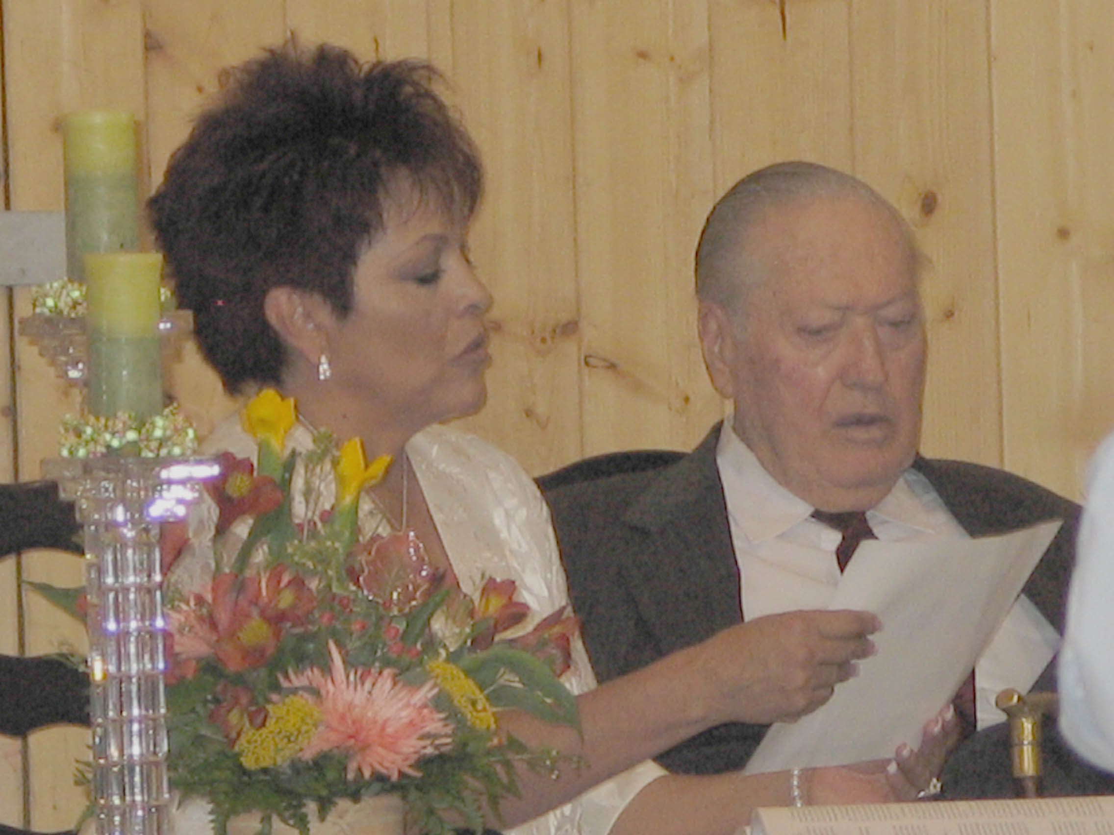 Milly and Aaron looking over the marrigae license