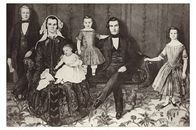 Orson Pratt with wife Sarah Marinda Bates Pratt and four children c.1848