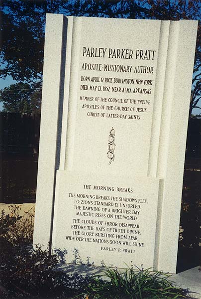 Parley Parker Pratt 1807-1857 gravestone at Sterman's Graveyard in Fine Springs, Arkansas