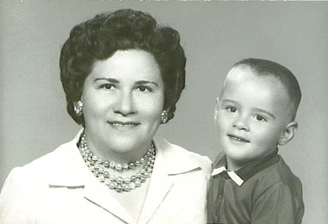 Emma Tarin Brown holding her son Hector Daniel Brown c.1963
