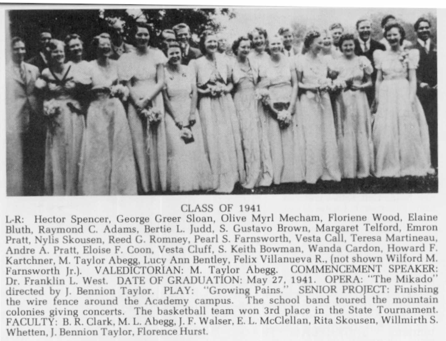 Juarez Stake Academy May 27, 1941 Graduating Class photo