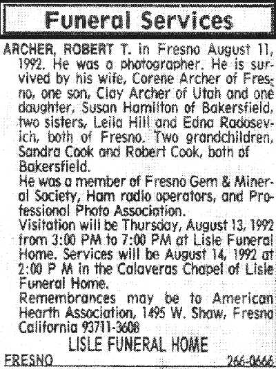 Robert T. Archer Obituary