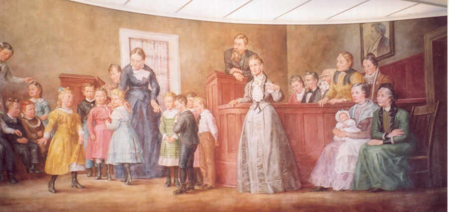Farmington Rock Church mural of First Primary 1878