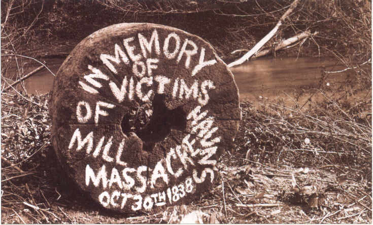 millstone at the site of the Haun's Mill Massacre October 30, 1838 at Crooked River, Missouri