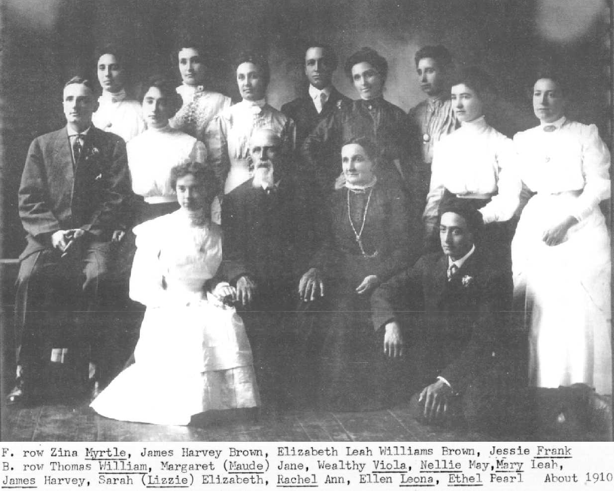 James Harvey and Elizabeth Leah Williams Brown Family c. 1910