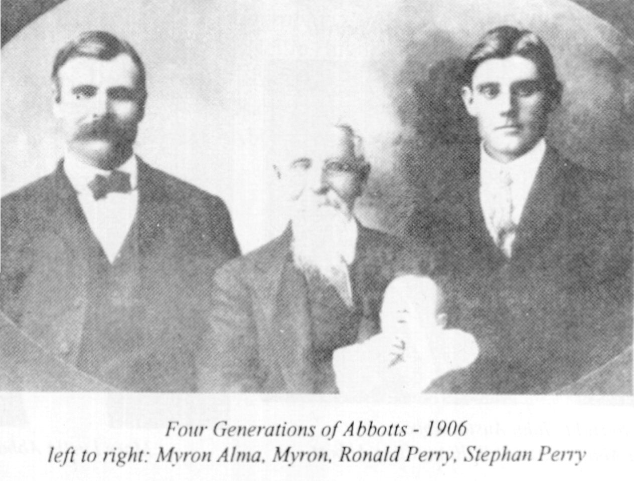 Four Generations of Abbotts - Myron Alma Abbott, Myron Abbott, Ronald Perry, Stephan Perry