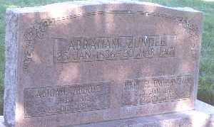 Abraham Zundel gravestone including two wives, Agigail Abbott and Mary Ellenor Ingram