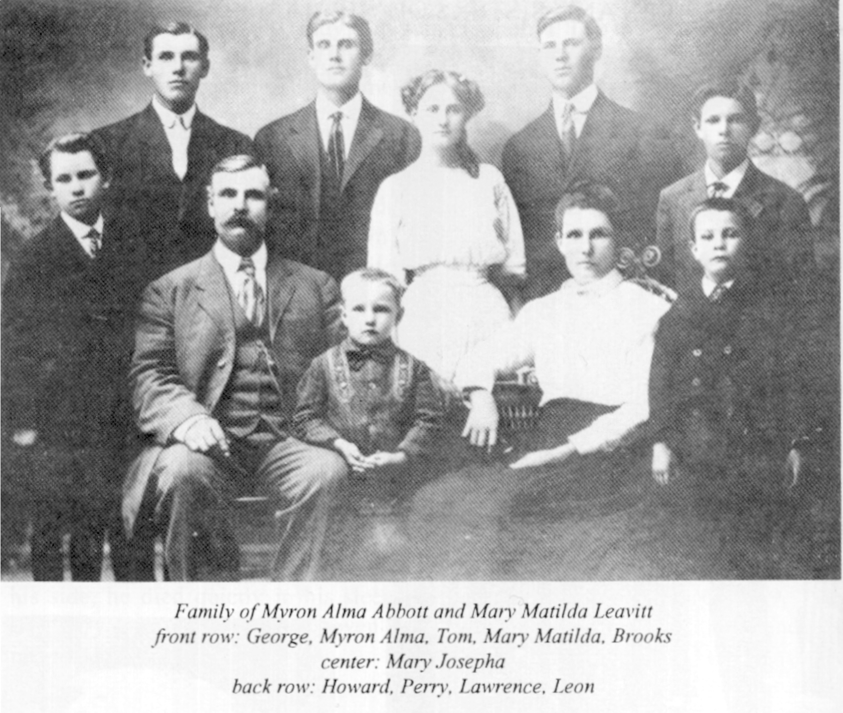 Myron Alma Abbott and Mary Matilda Leavitt Abbott Family