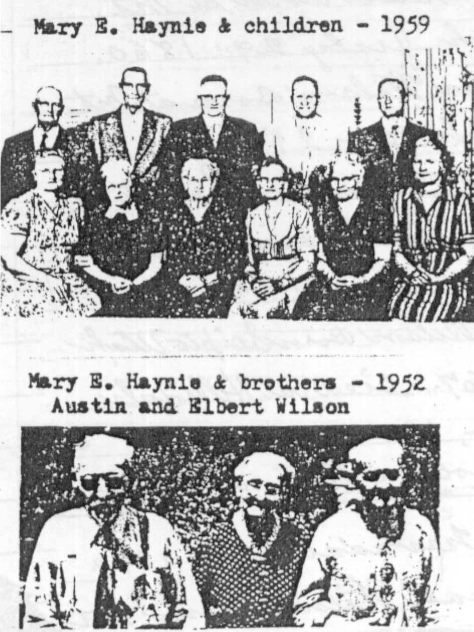Mary Elma Wilson Haynie in 1952 with brothrs, in 1959 with children