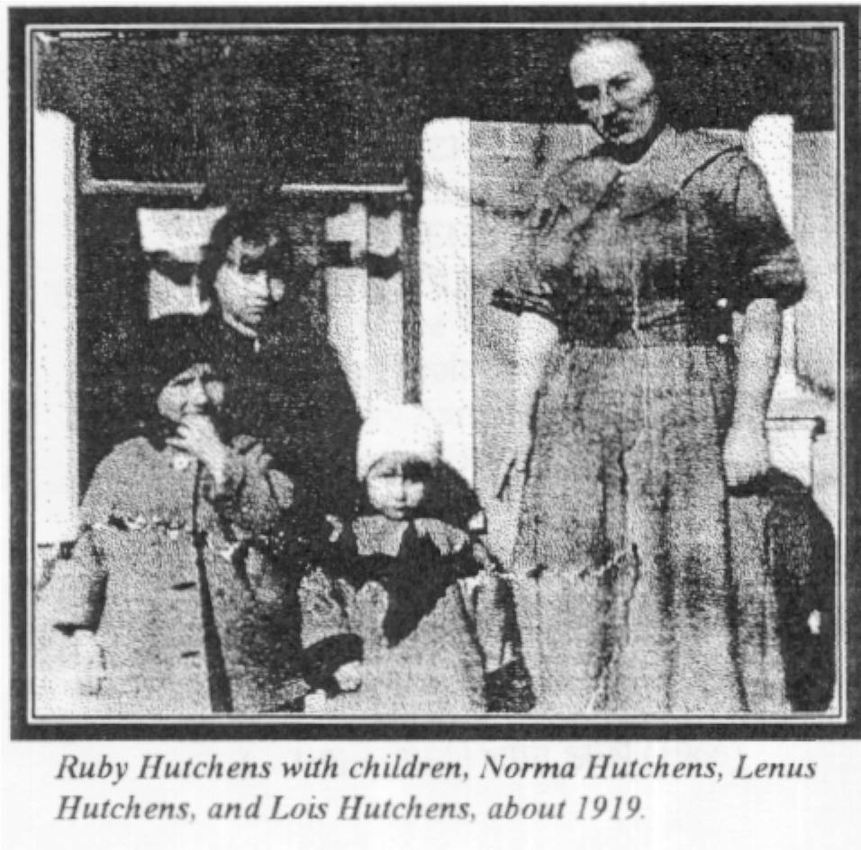 Ruby Hutchens with 3 of her children in 1919