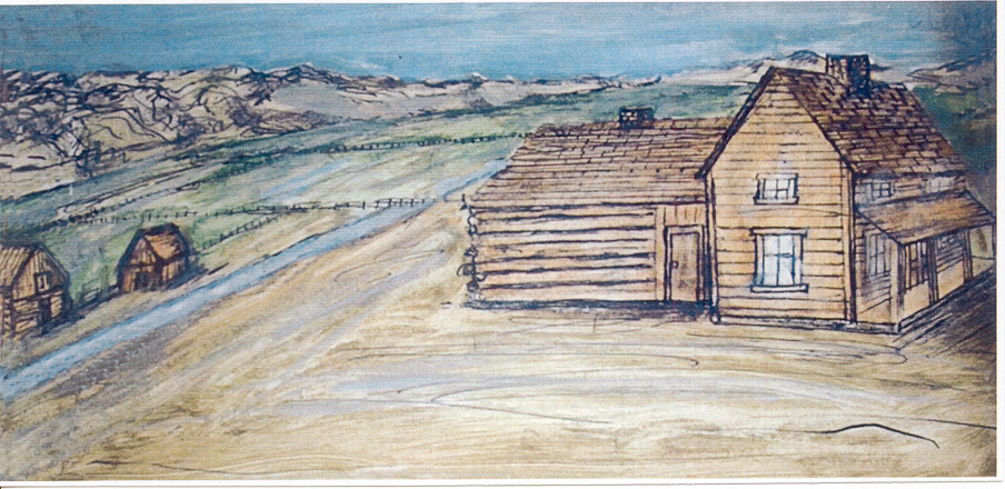 Dimon "Frank" Runnels Brown's sketch of Francis Adora Brown's home at Osmond, Wyoming