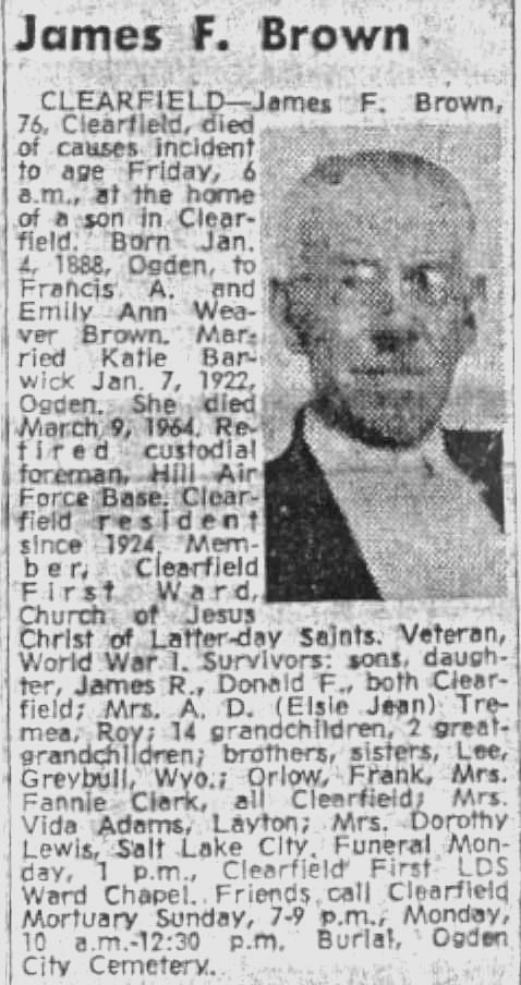 James Francis Brown Obituary 1888-1964
