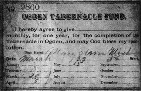 Ogden Tabernacle Contribution pledge