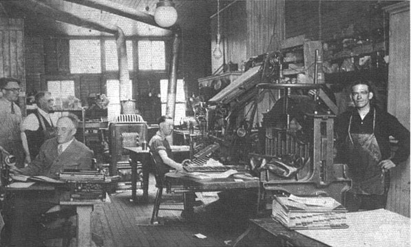 Sam Raddon and the Park Record office c. 1920