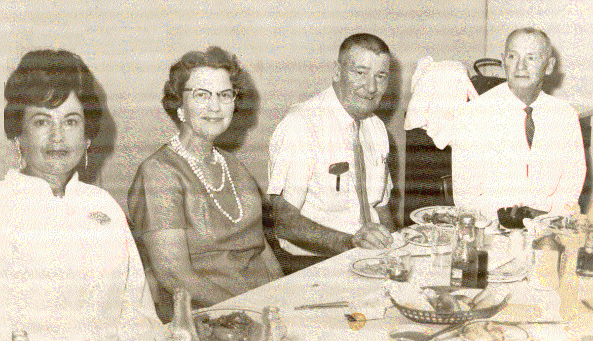 Bertha Brown Navas Ferrara, Opal (Grant's second wife), "Porfie" Thomas P. Brown, and Grant "Duke" Brown c. 1968