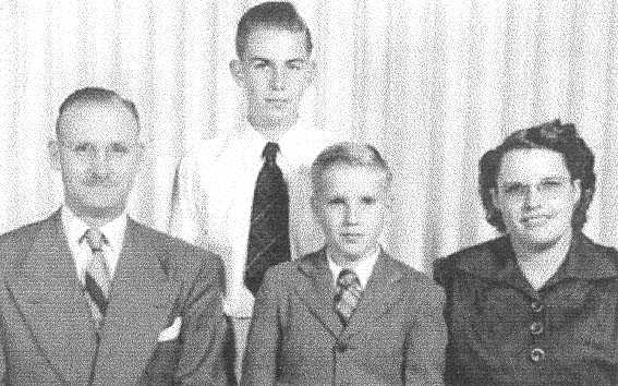 Orson Pratt Brown with sons and wife George Kathleen Bottles Brown c. 1947