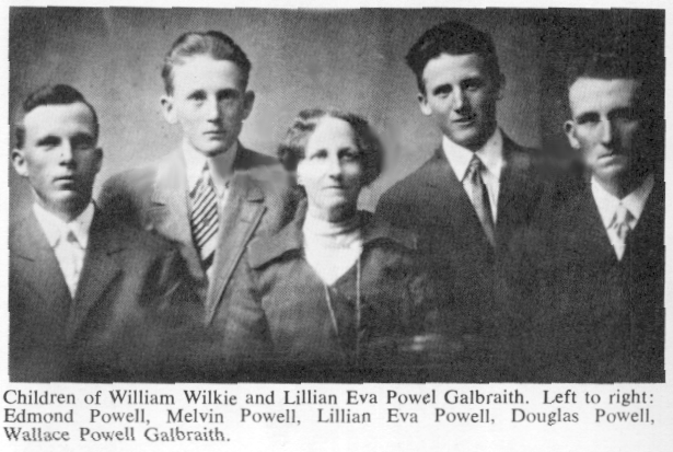 Edmund, Melvin, Lillian Eva Powell Galbraith, Douglas, Wallace - Four sons of William Galbraith