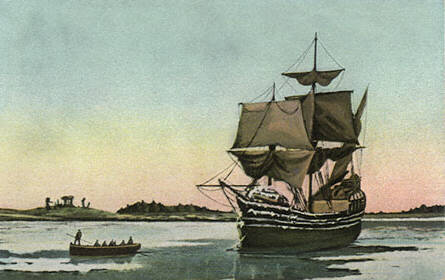 The Mayflower landing on the American continent  c. December 1620