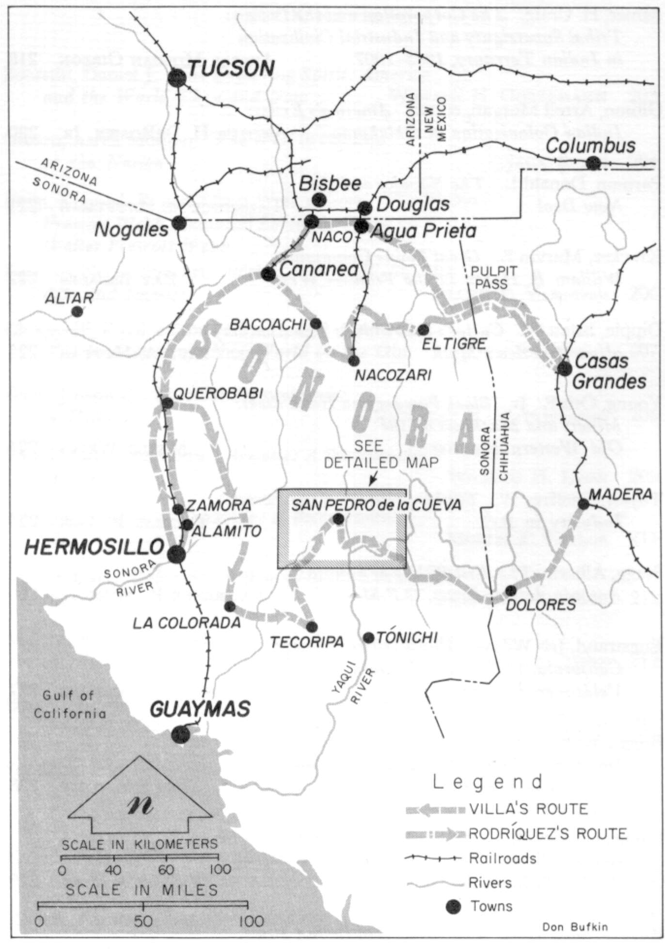 Map of Pancho Villa's Sonora Campaign 1915