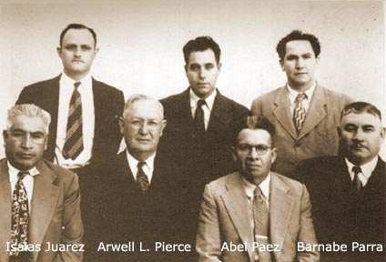 Seated: Isaias Juarez, Arwell L. Pierce, Abel Paez, Barnabe Parra around 1947