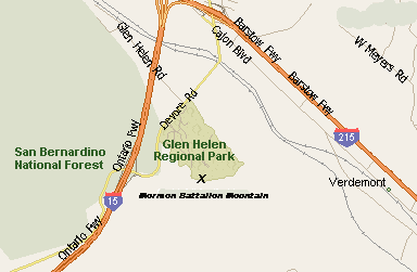 Location of Mormon Battalion Mountain, San Bernardino County, CA.