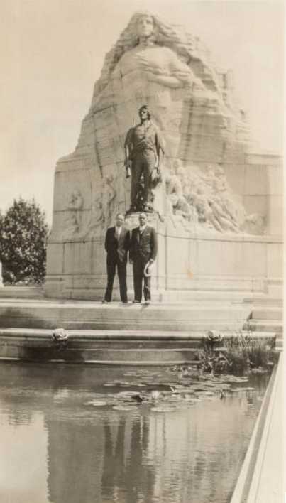 Friend with J. Duncan Brown at Mormon Battalion Monument erected on the capital grounds in Salt Lake City, Utah