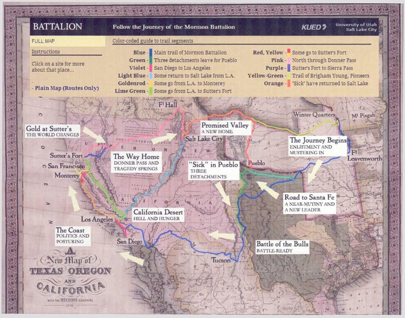 March of Mormon Battalion route map