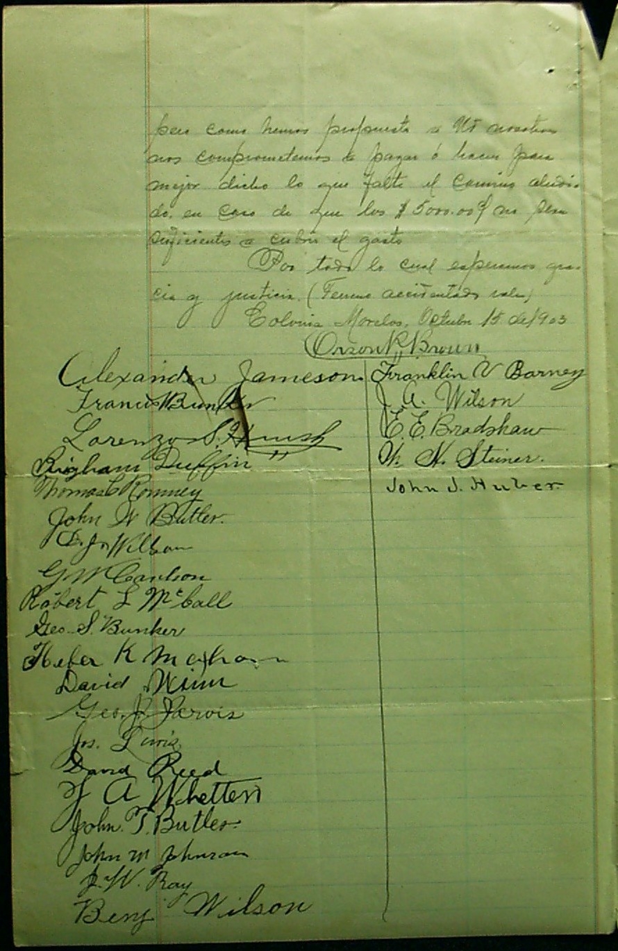 Second page of OP Brown October 1903 letter