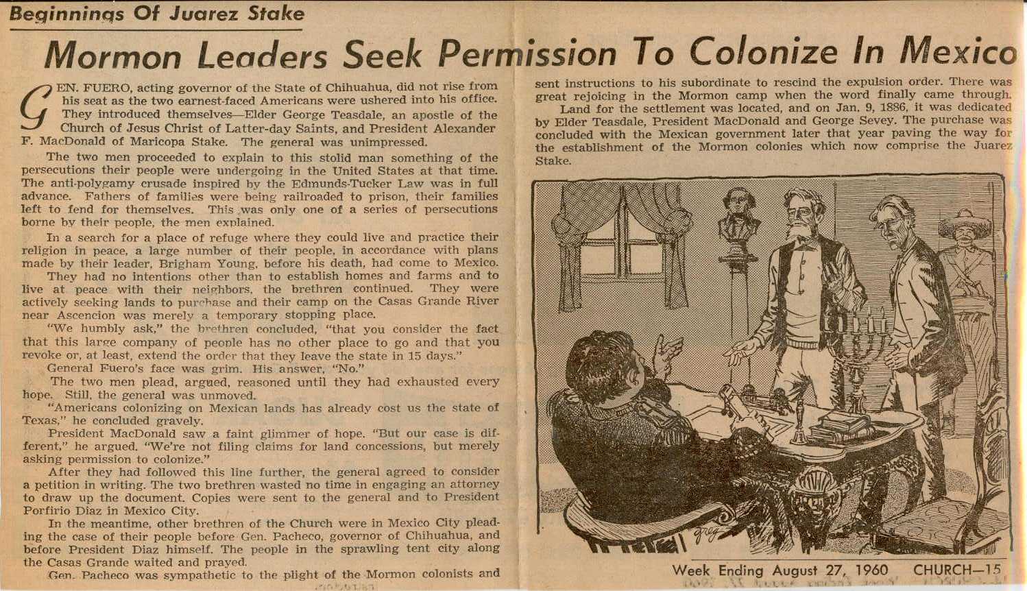 "Mormon Leaders Seek Permission to Colonize in Mexico"