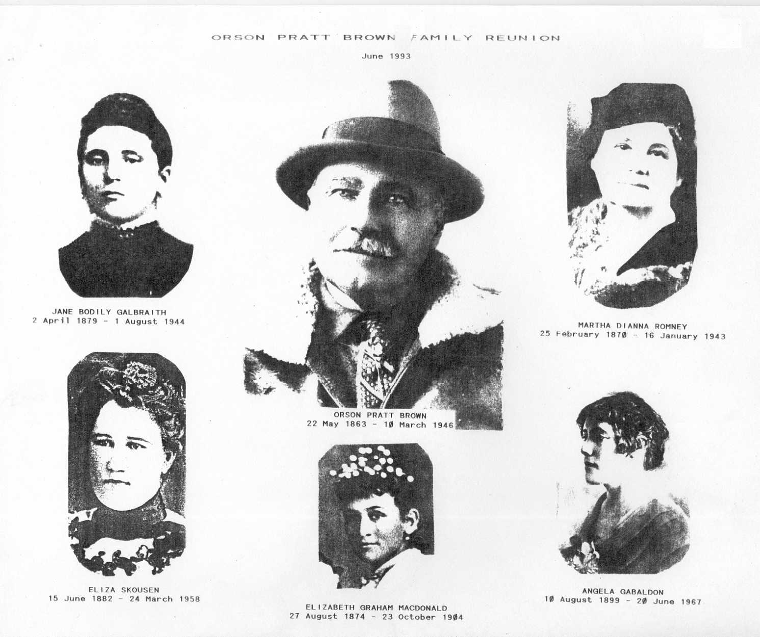 Orson Pratt Brown surrounded by his five wives