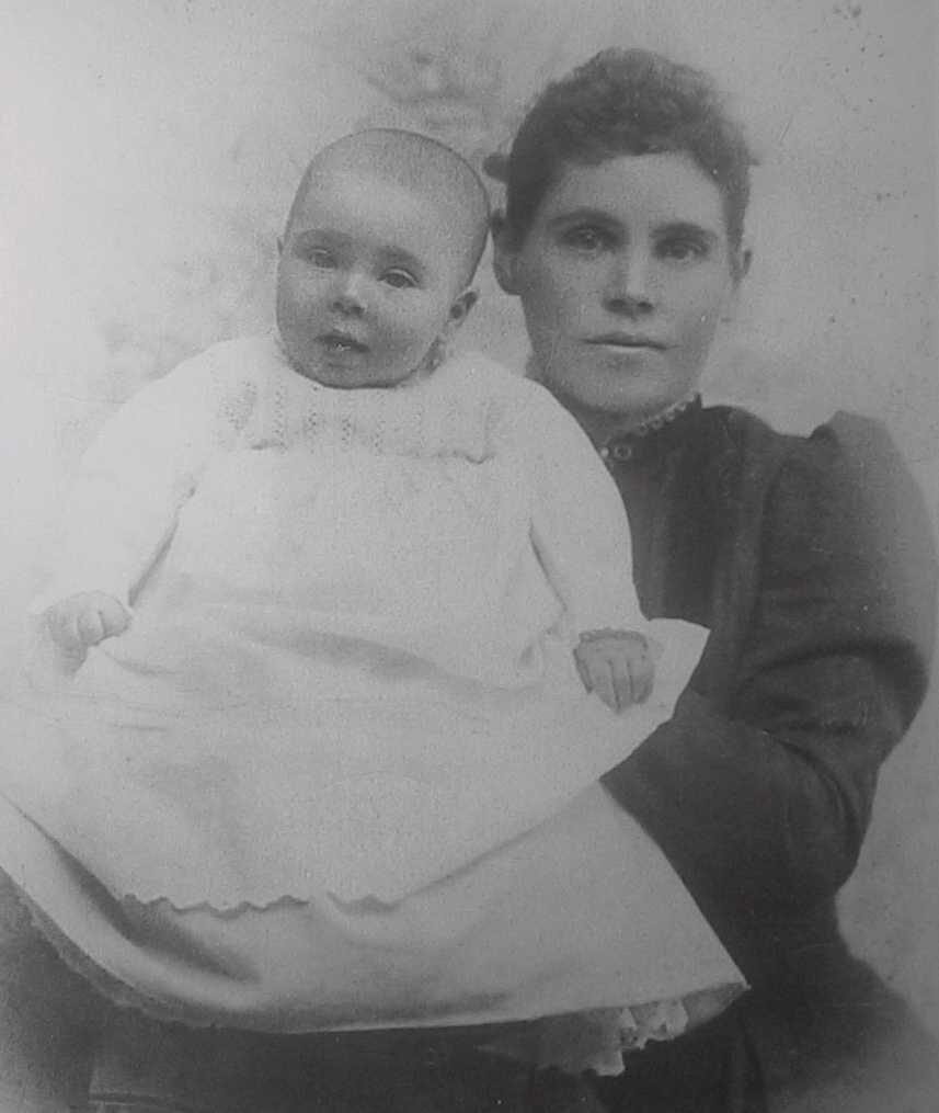 Clyde Romney Brown with his mother Martha Diana Romney Brown c. 1894