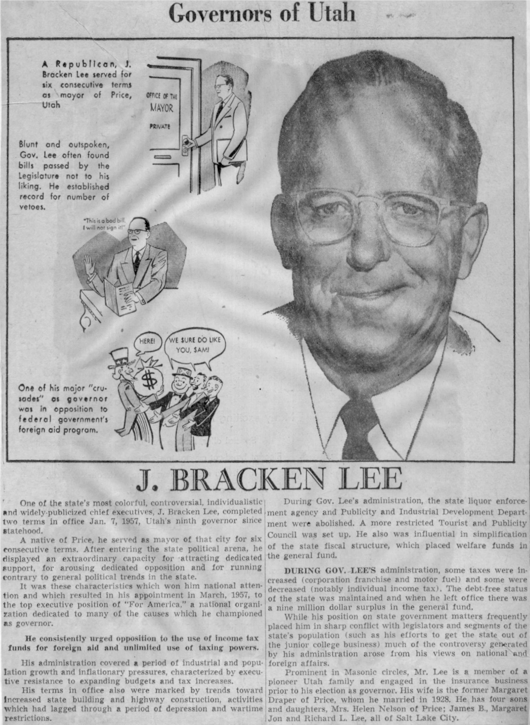 J. Bracken Lee - Salt Lake Tribuen 1957