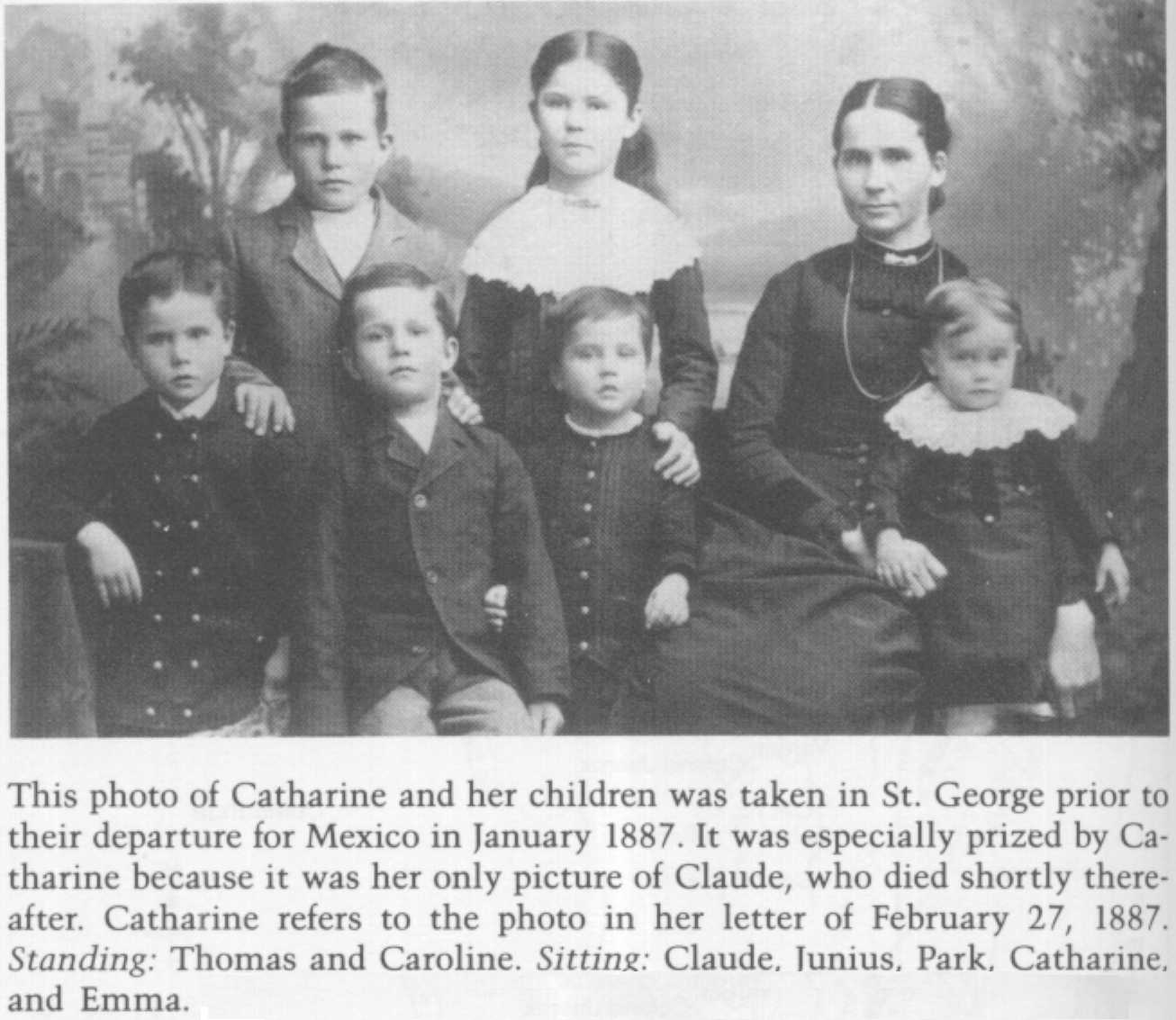 Catherine Jane Cottam Romney with her children in 1887