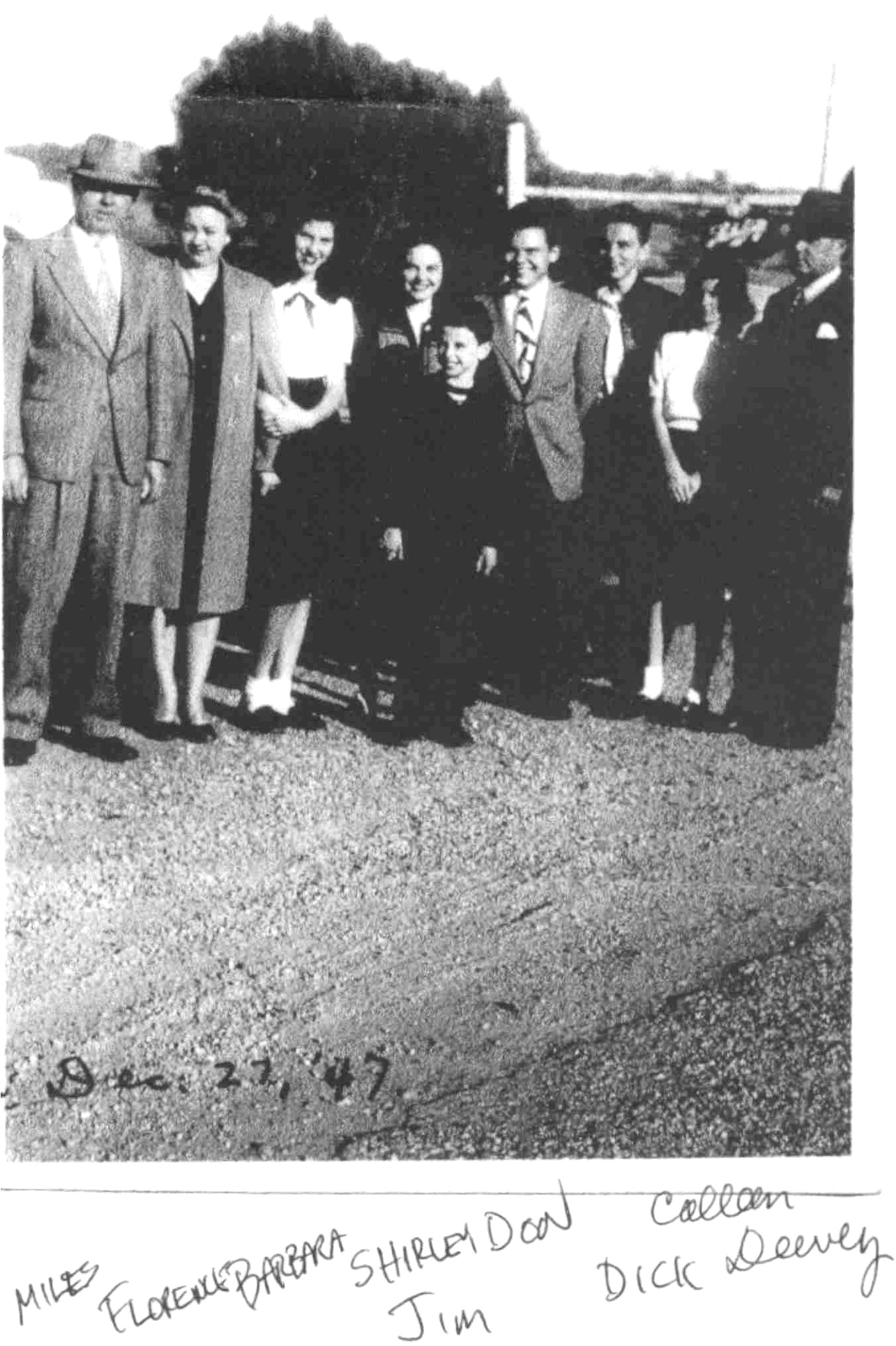 Miles, Florence,Barbara, Shirley, Jim, Don, Dick, Colleen, Dewey-Dec 27,1947