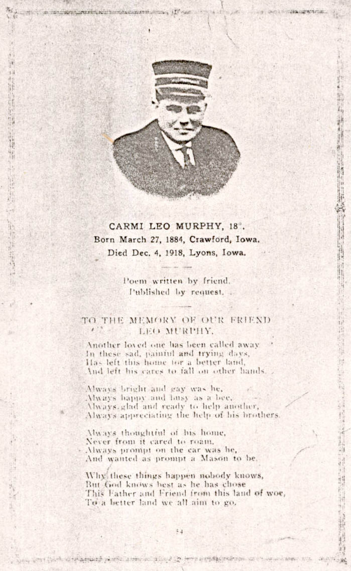 Tribute and photo of Carmi Leo Murphy 1884-1918